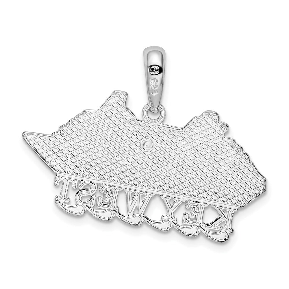 Sterling Silver De-Ani Rhodium-Plated Polished Key West Cruise Ship Pendant