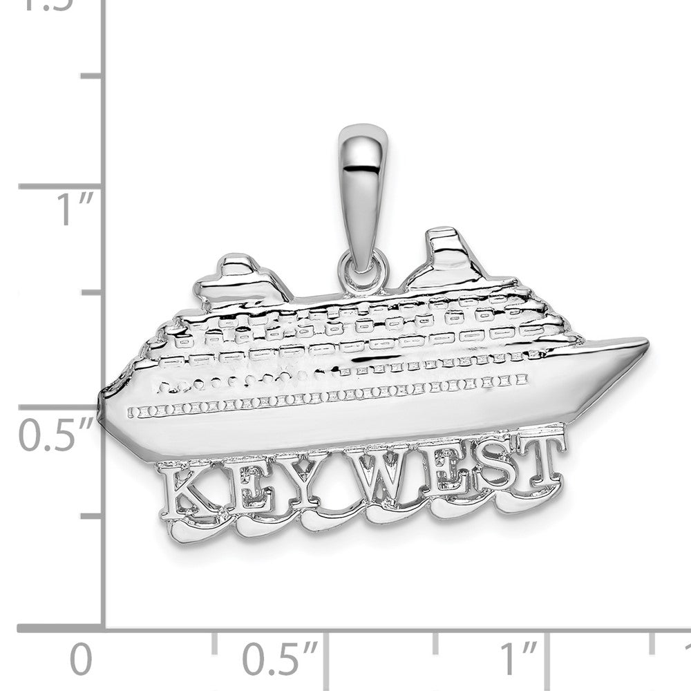 Sterling Silver De-Ani Rhodium-Plated Polished Key West Cruise Ship Pendant