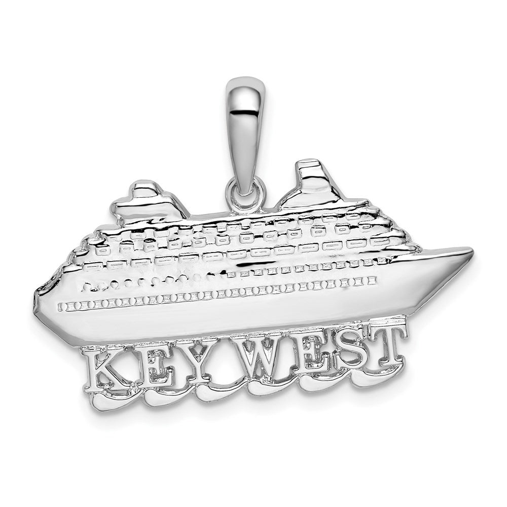 Sterling Silver De-Ani Rhodium-Plated Polished Key West Cruise Ship Pendant