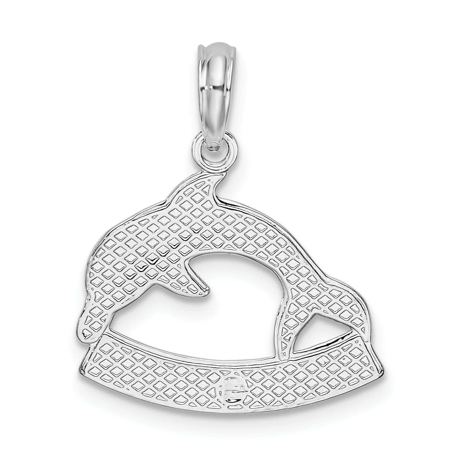 Sterling Silver De-Ani Rhodium-Plated Polished Key West Dolphin Pendant