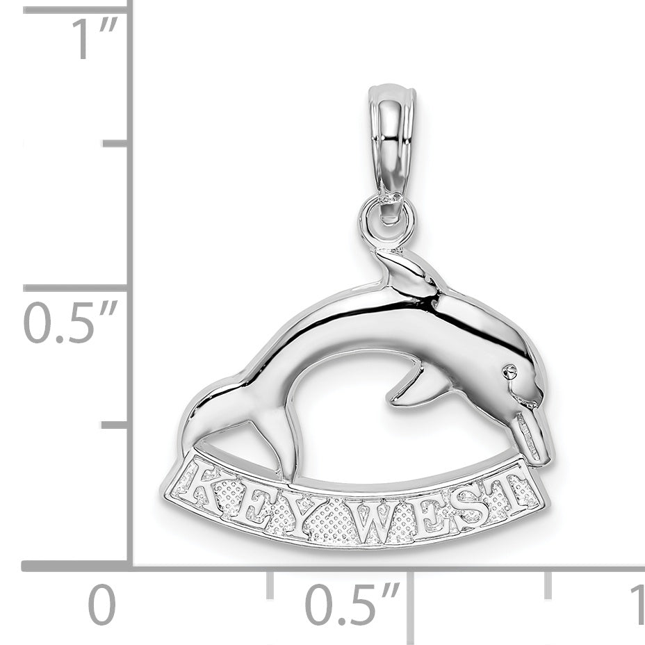 Sterling Silver De-Ani Rhodium-Plated Polished Key West Dolphin Pendant