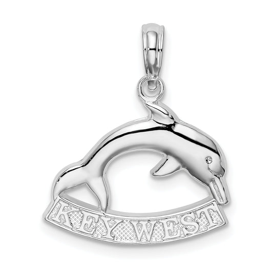 Sterling Silver De-Ani Rhodium-Plated Polished Key West Dolphin Pendant