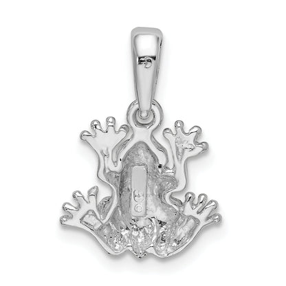 Sterling Silver De-Ani Rhodium-Plated Polished Frog Pendant