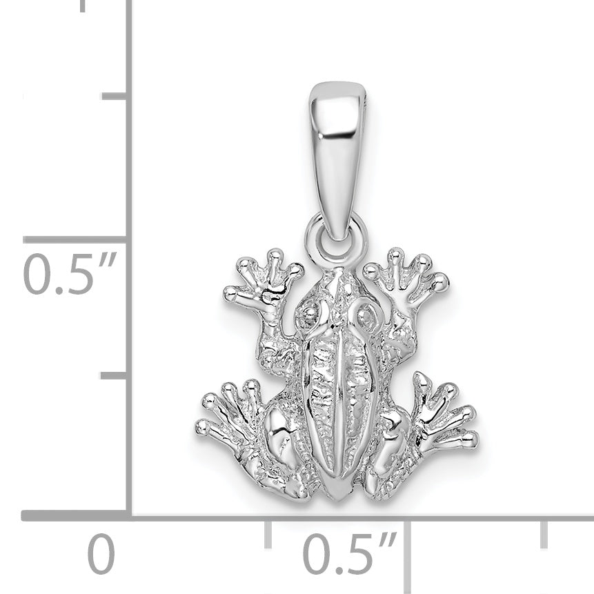 Sterling Silver De-Ani Rhodium-Plated Polished Frog Pendant