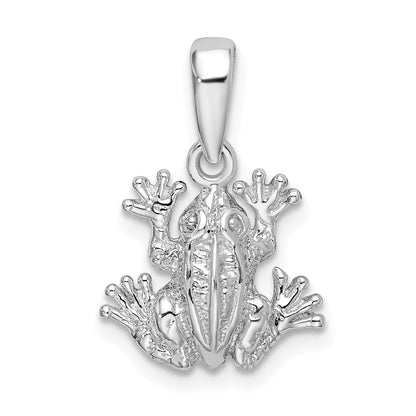 Sterling Silver De-Ani Rhodium-Plated Polished Frog Pendant
