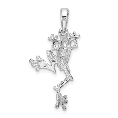Sterling Silver De-Ani Rhodium-Plated Polished Jumping Frog Pendant