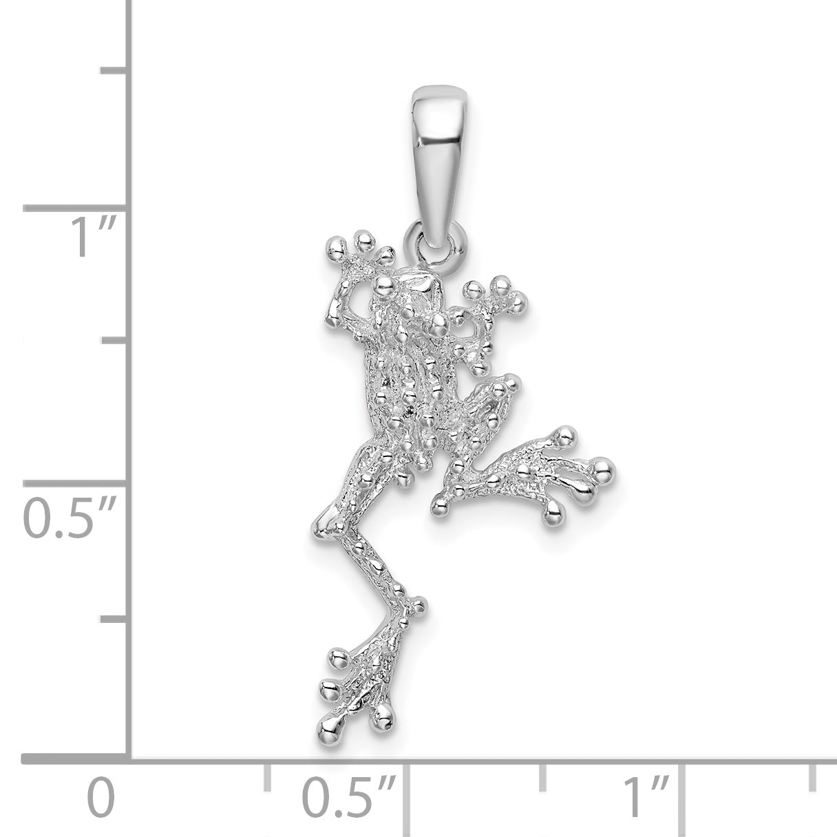 Sterling Silver De-Ani Rhodium-Plated Polished Jumping Frog Pendant
