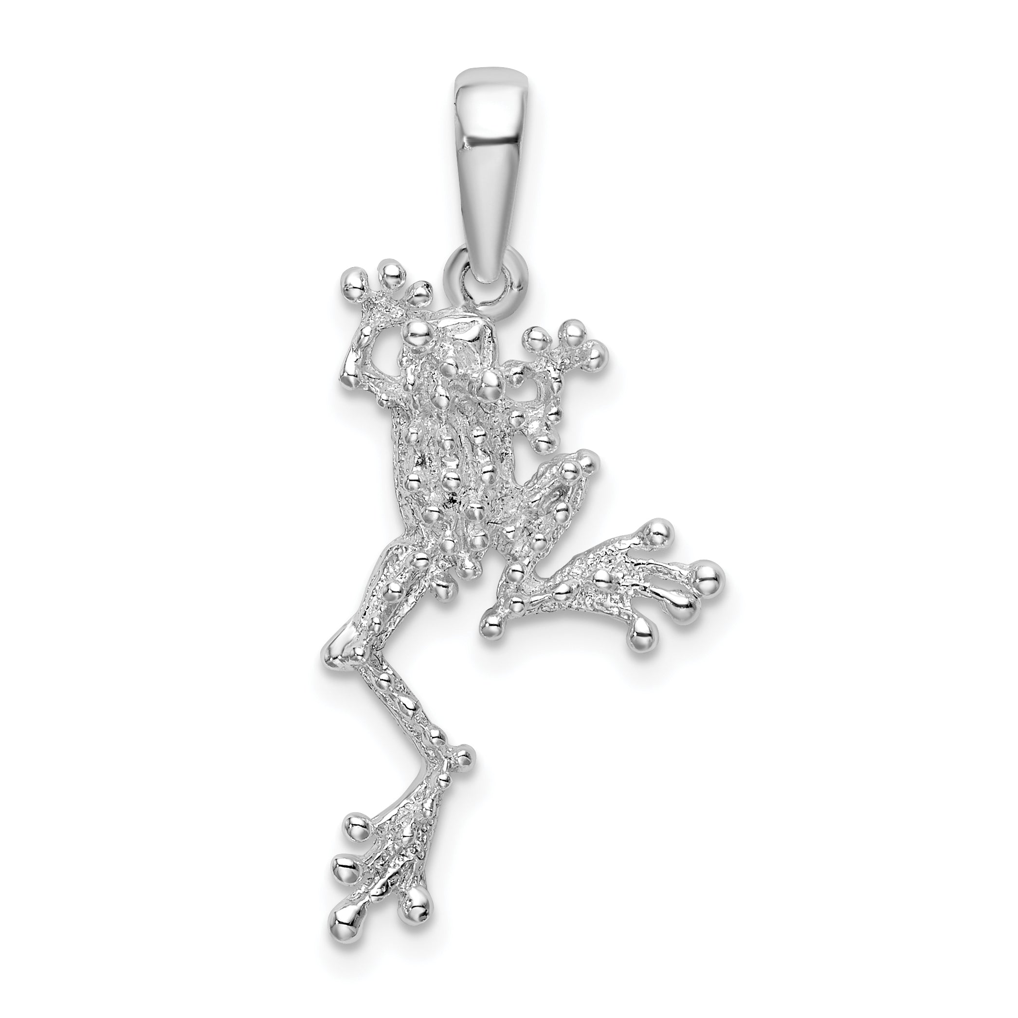 Sterling Silver De-Ani Rhodium-Plated Polished Jumping Frog Pendant