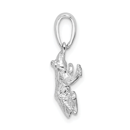 Sterling Silver De-Ani Rhodium-Plated Polished Frog Pendant