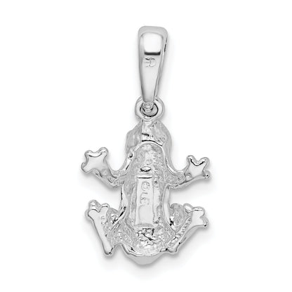 Sterling Silver De-Ani Rhodium-Plated Polished Frog Pendant
