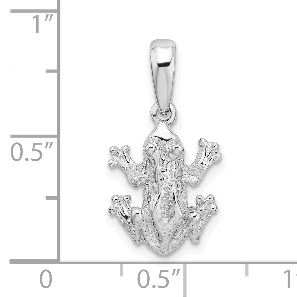 Sterling Silver De-Ani Rhodium-Plated Polished Frog Pendant