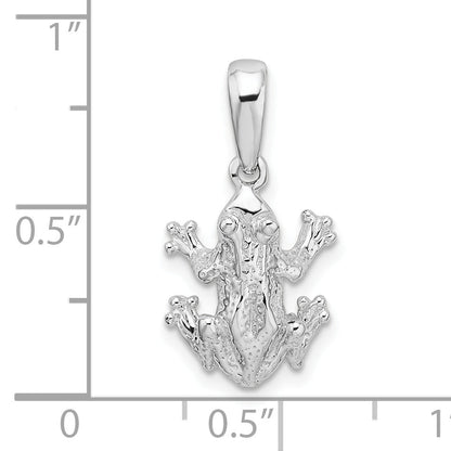 Sterling Silver De-Ani Rhodium-Plated Polished Frog Pendant