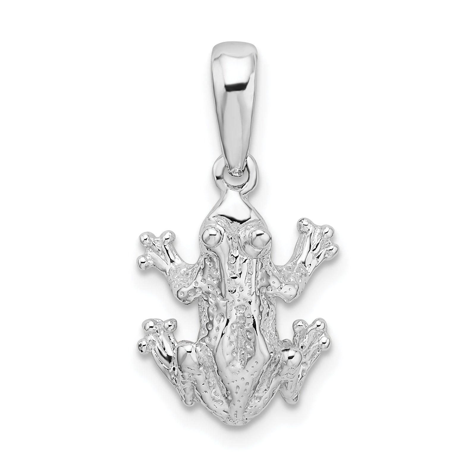 Sterling Silver De-Ani Rhodium-Plated Polished Frog Pendant