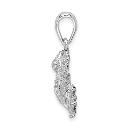 Sterling Silver De-Ani Rhodium-Plated Polished Frog Pendant
