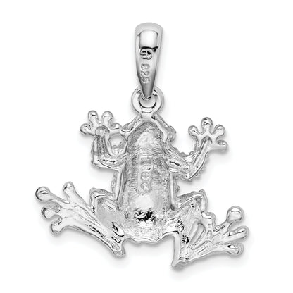 Sterling Silver De-Ani Rhodium-Plated Polished Frog Pendant