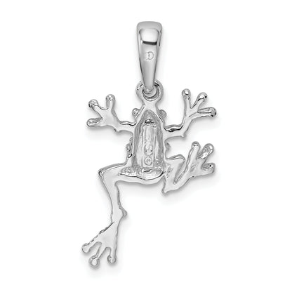 Sterling Silver De-Ani Rhodium-Plated Polished Jumping Frog Pendant