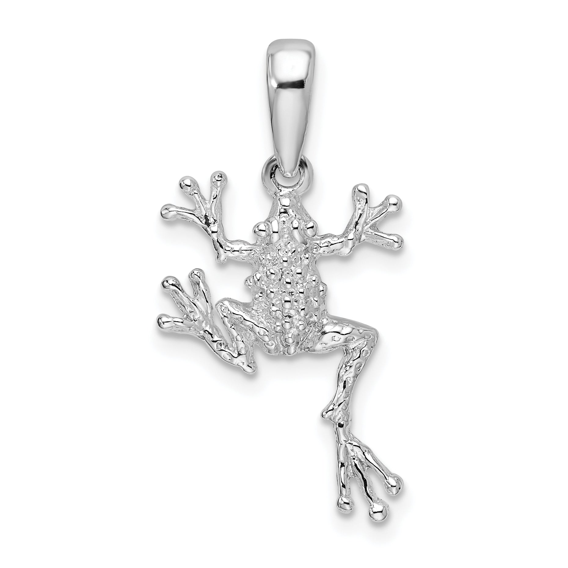 Sterling Silver De-Ani Rhodium-Plated Polished Jumping Frog Pendant