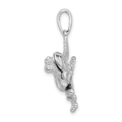 Sterling Silver De-Ani Rhodium-Plated Polished Bug Eyed Frog Pendant