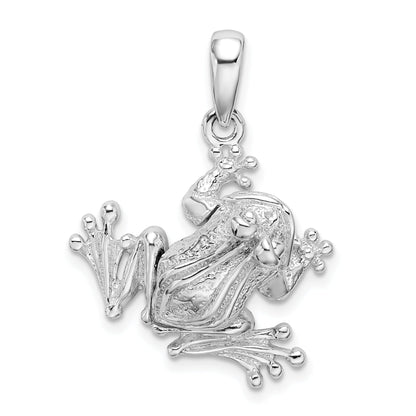 Sterling Silver De-Ani Rhodium-Plated Polished Bug Eyed Frog Pendant