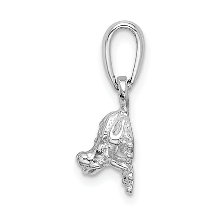 Sterling Silver De-Ani Rhodium-Plated Polished Mini Frog Pendant