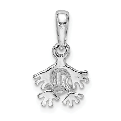 Sterling Silver De-Ani Rhodium-Plated Polished Mini Frog Pendant