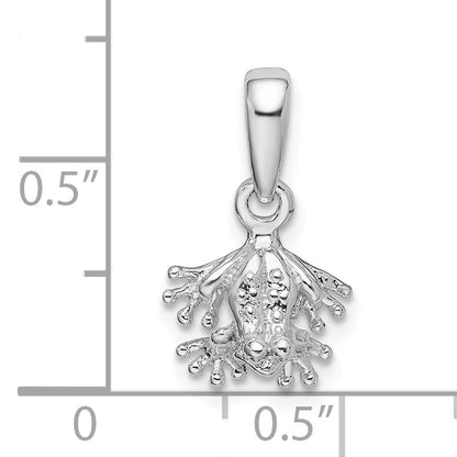 Sterling Silver De-Ani Rhodium-Plated Polished Mini Frog Pendant