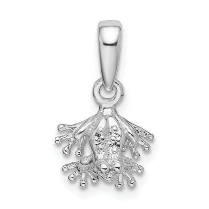 Sterling Silver De-Ani Rhodium-Plated Polished Mini Frog Pendant