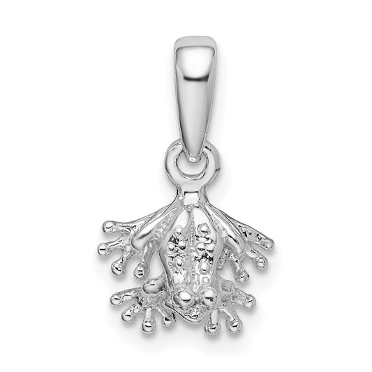 Sterling Silver De-Ani Rhodium-Plated Polished Mini Frog Pendant