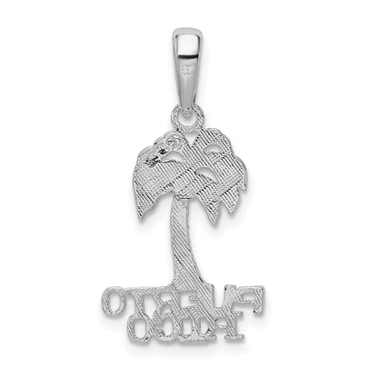Sterling Silver De-Ani Rhodium-Plated Polished Puerto Rico Palm Tree Pendant