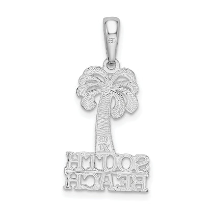 Sterling Silver De-Ani Rhodium-Plated Polished South Beach Palm Tree Pendant