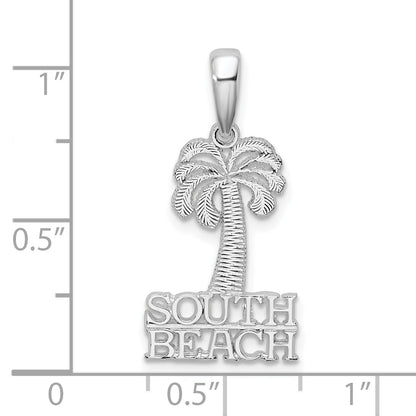 Sterling Silver De-Ani Rhodium-Plated Polished South Beach Palm Tree Pendant