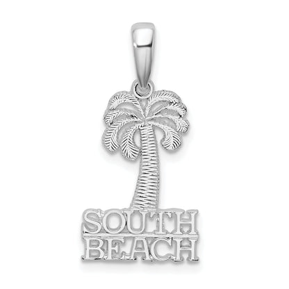 Sterling Silver De-Ani Rhodium-Plated Polished South Beach Palm Tree Pendant