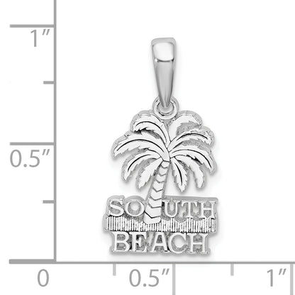 Sterling Silver De-Ani Rhodium-Plated Polished South Beach Palm Tree Pendant