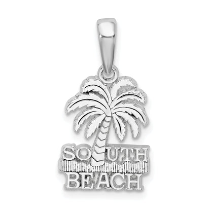 Sterling Silver De-Ani Rhodium-Plated Polished South Beach Palm Tree Pendant