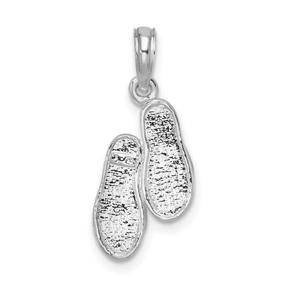 Sterling Silver De-Ani Rhodium-Plated Polished 3D Flip-Flops Pendant