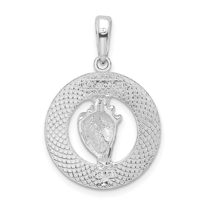 Sterling Silver De-Ani Rhodium-Plated Polished Antigua W.I. Circle Shell Pendant