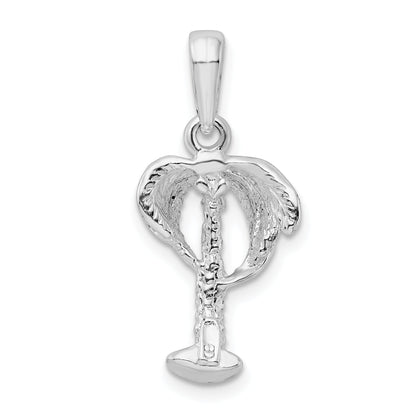 Sterling Silver De-Ani Rhodium-Plated Polished Palm Tree With Coconuts Pendant