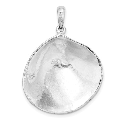 Sterling Silver De-Ani Rhodium-Plated Polished 3D Large Clam Shell Pendant