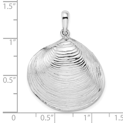 Sterling Silver De-Ani Rhodium-Plated Polished 3D Large Clam Shell Pendant