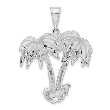 Sterling Silver De-Ani Rhodium-Plated Polished Palm Trees Pendant