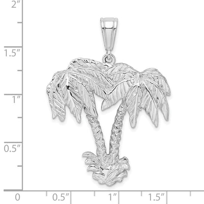Sterling Silver De-Ani Rhodium-Plated Polished Palm Trees Pendant