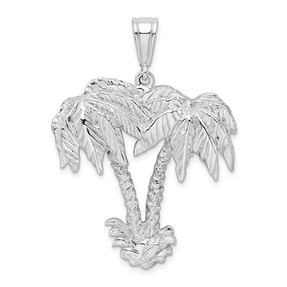 Sterling Silver De-Ani Rhodium-Plated Polished Palm Trees Pendant