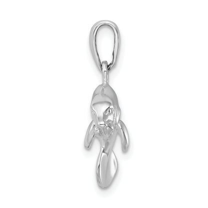 Sterling Silver De-Ani Rhodium-Plated Polished 3D Manatee Pendant