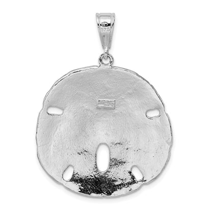 Sterling Silver De-Ani Rhodium-Plated Polished Sand Dollar Pendant