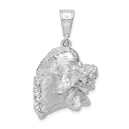 Sterling Silver De-Ani Rhodium-Plated Polished 3D Conch Shell Pendant