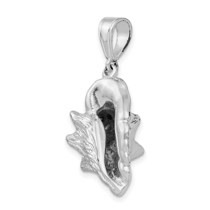 Sterling Silver De-Ani Rhodium-Plated Polished 3D Conch Shell Pendant