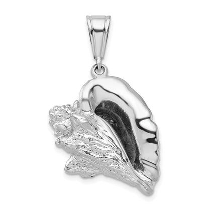Sterling Silver De-Ani Rhodium-Plated Polished 3D Conch Shell Pendant