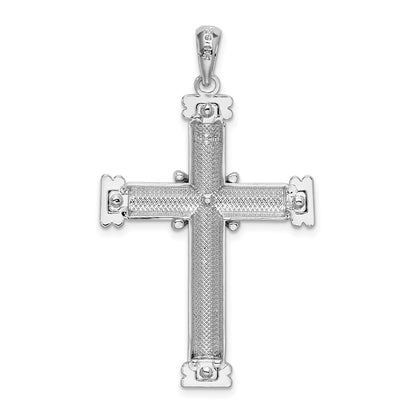 Sterling Silver De-Ani Rhodium-Plated Polished X-Center Latin Cross Pendant
