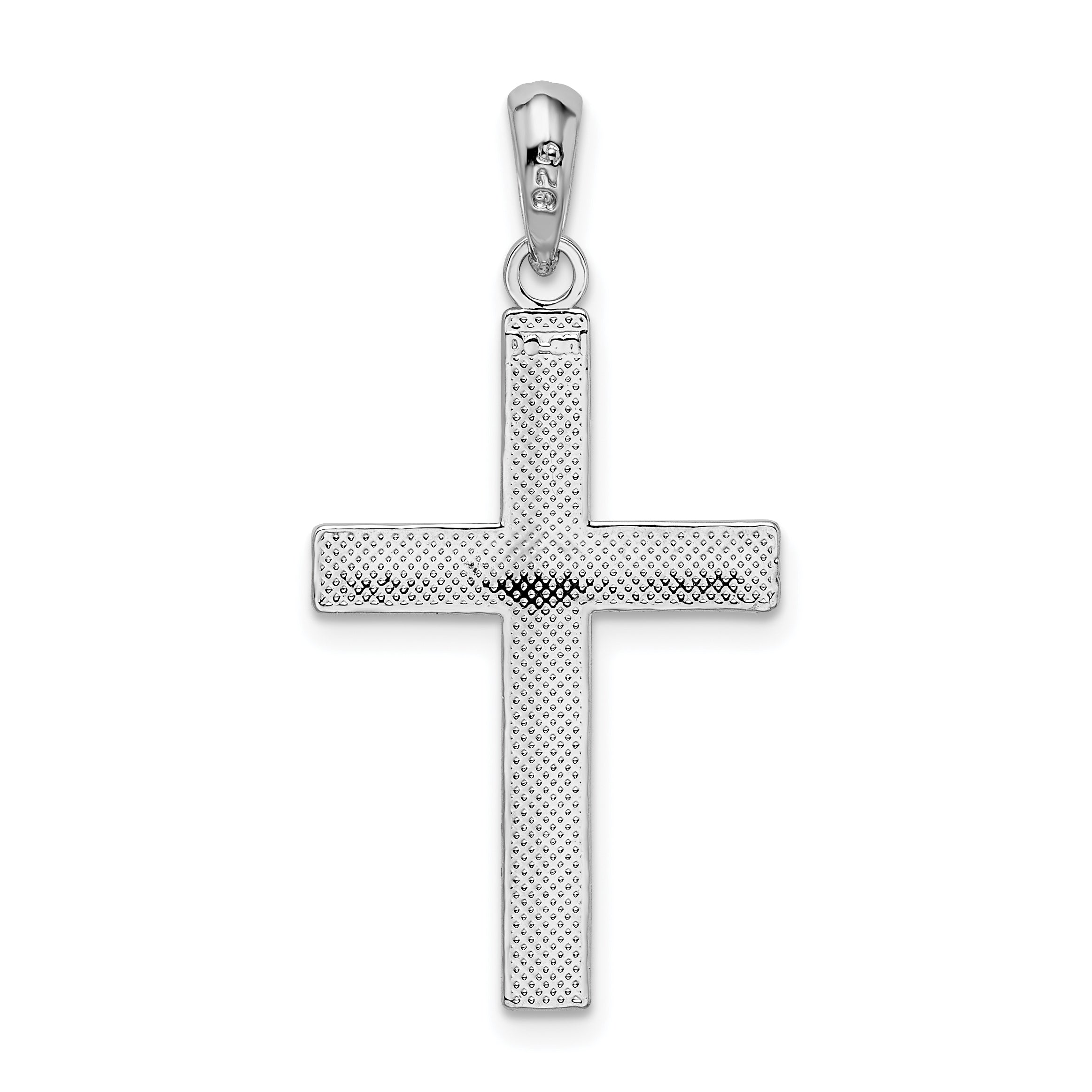Sterling Silver De-Ani Rhodium-Plated Polished Tubular Latin Cross Pendant