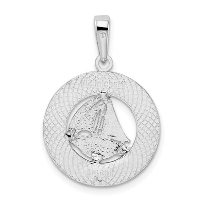 Sterling Silver De-Ani Rhodium-Plated Long Beach Island New Jersey With Sailboat Pendant